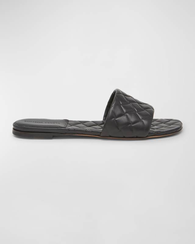 Quilted Leather Flat Slide Sandals
